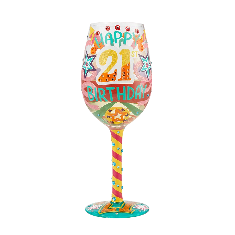 Happy 21st Birthday Wine Glass - Afbeelding 2