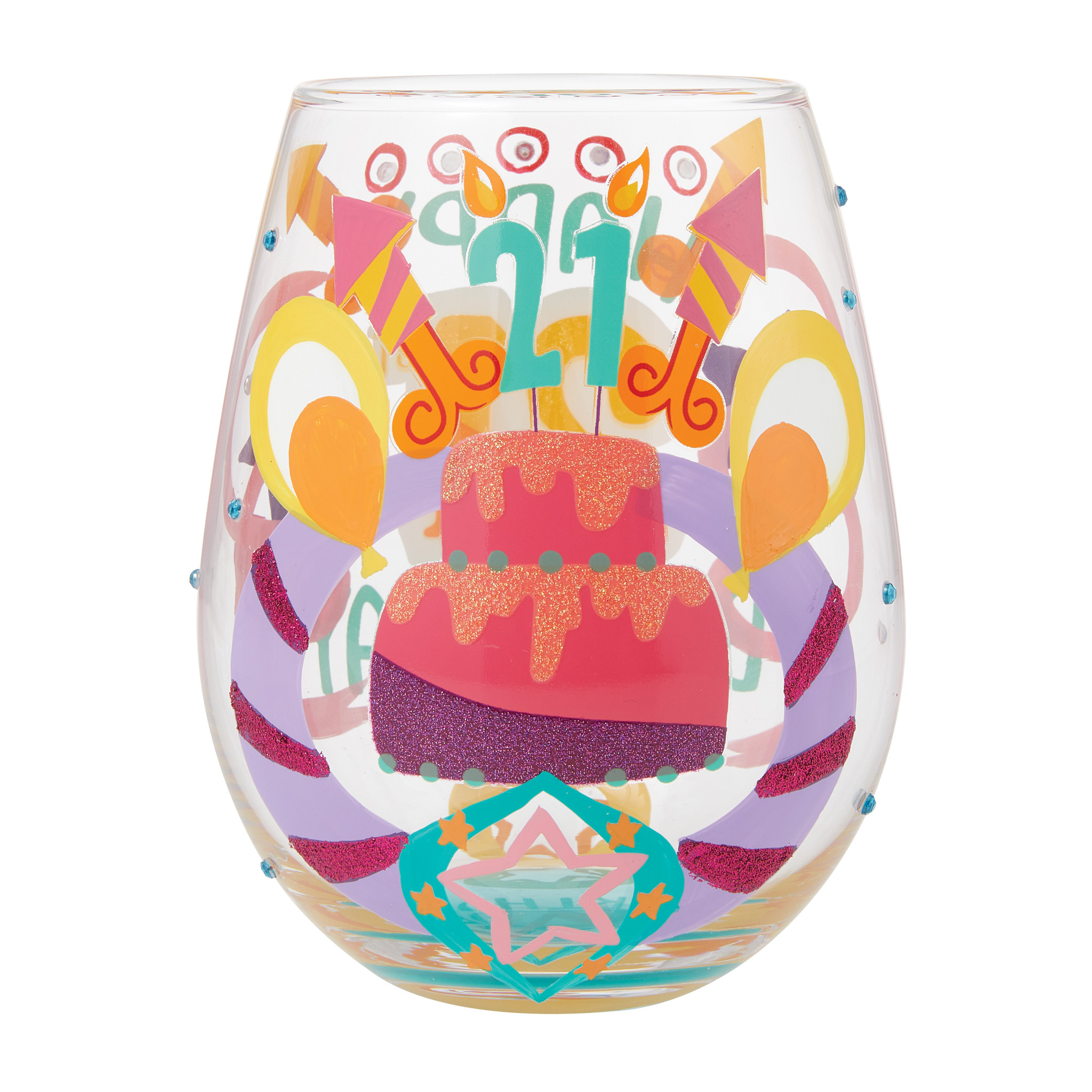 Happy 21st Birthday Stemless Wine Glass - Afbeelding 4