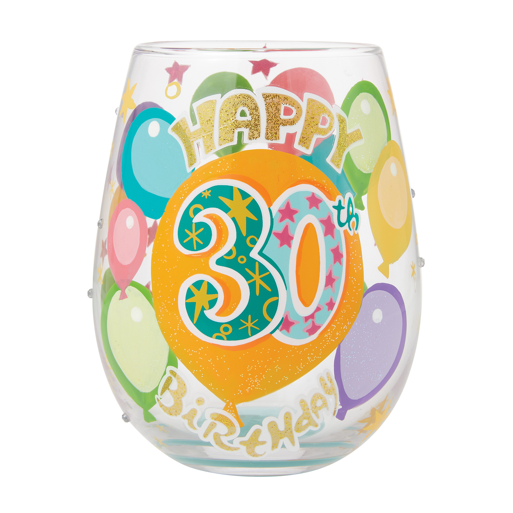 Happy 30th Birthday Stemless Wine Glass