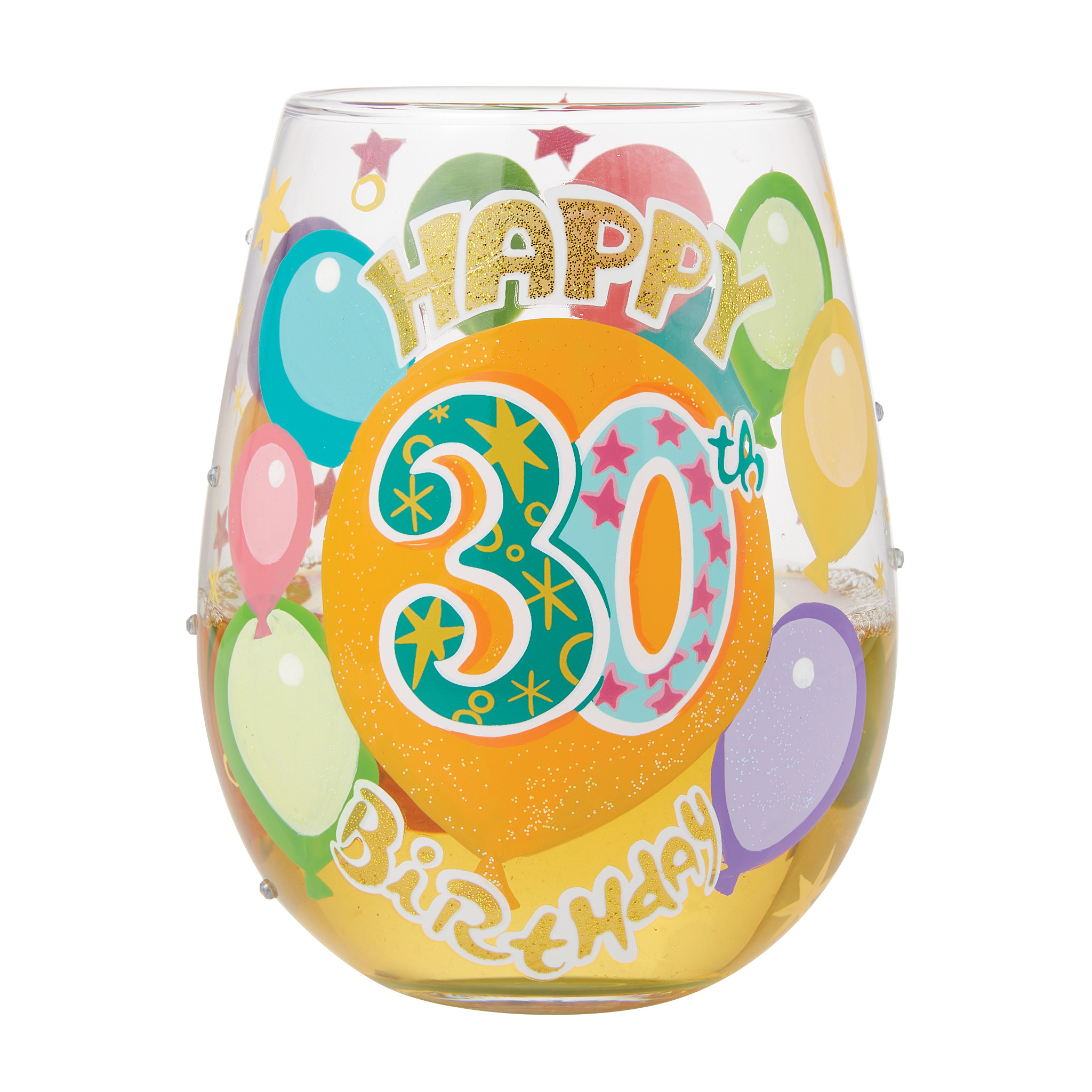 Happy 30th Birthday Stemless Wine Glass - Afbeelding 2