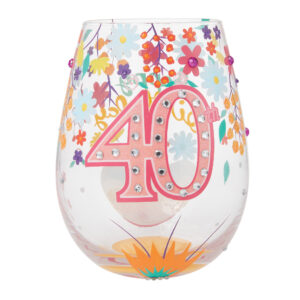 Happy 40th Birthday Stemless Wine Glass