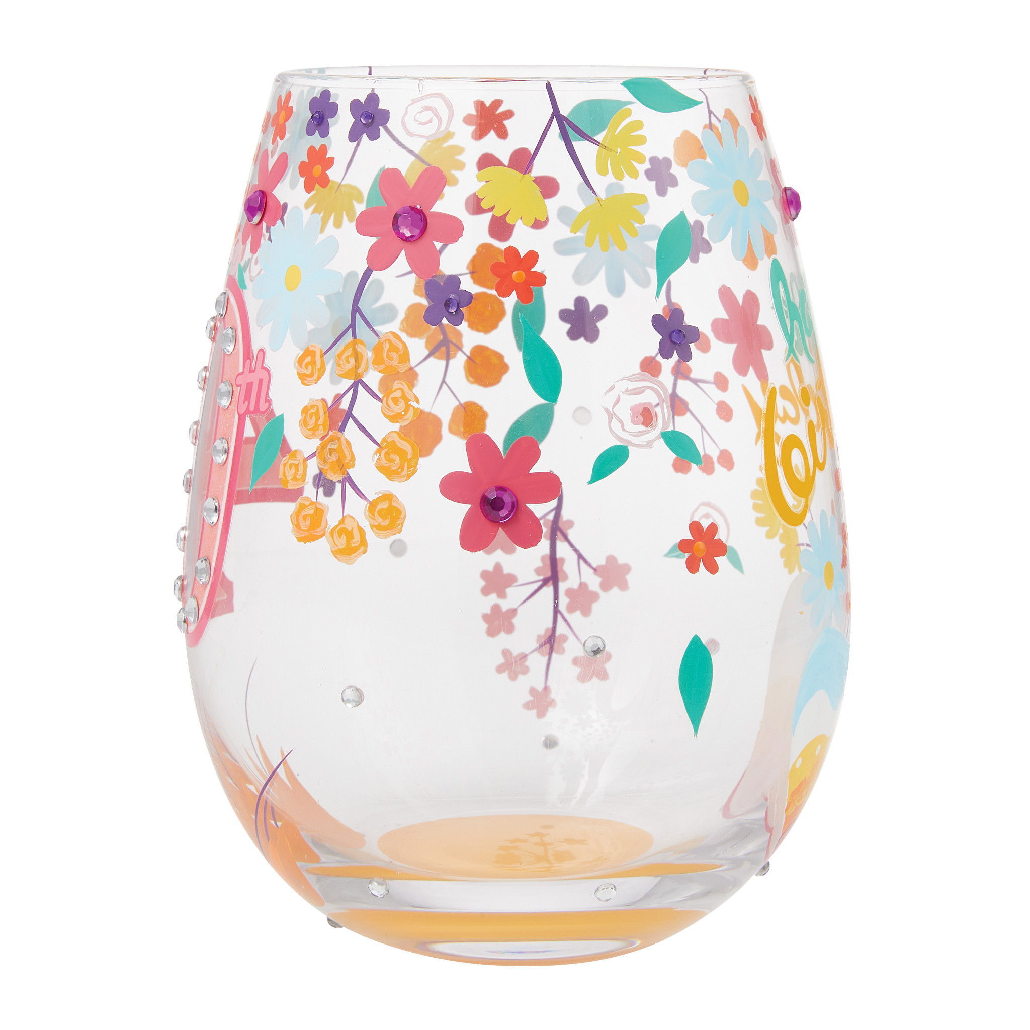 Happy 40th Birthday Stemless Wine Glass - Afbeelding 3