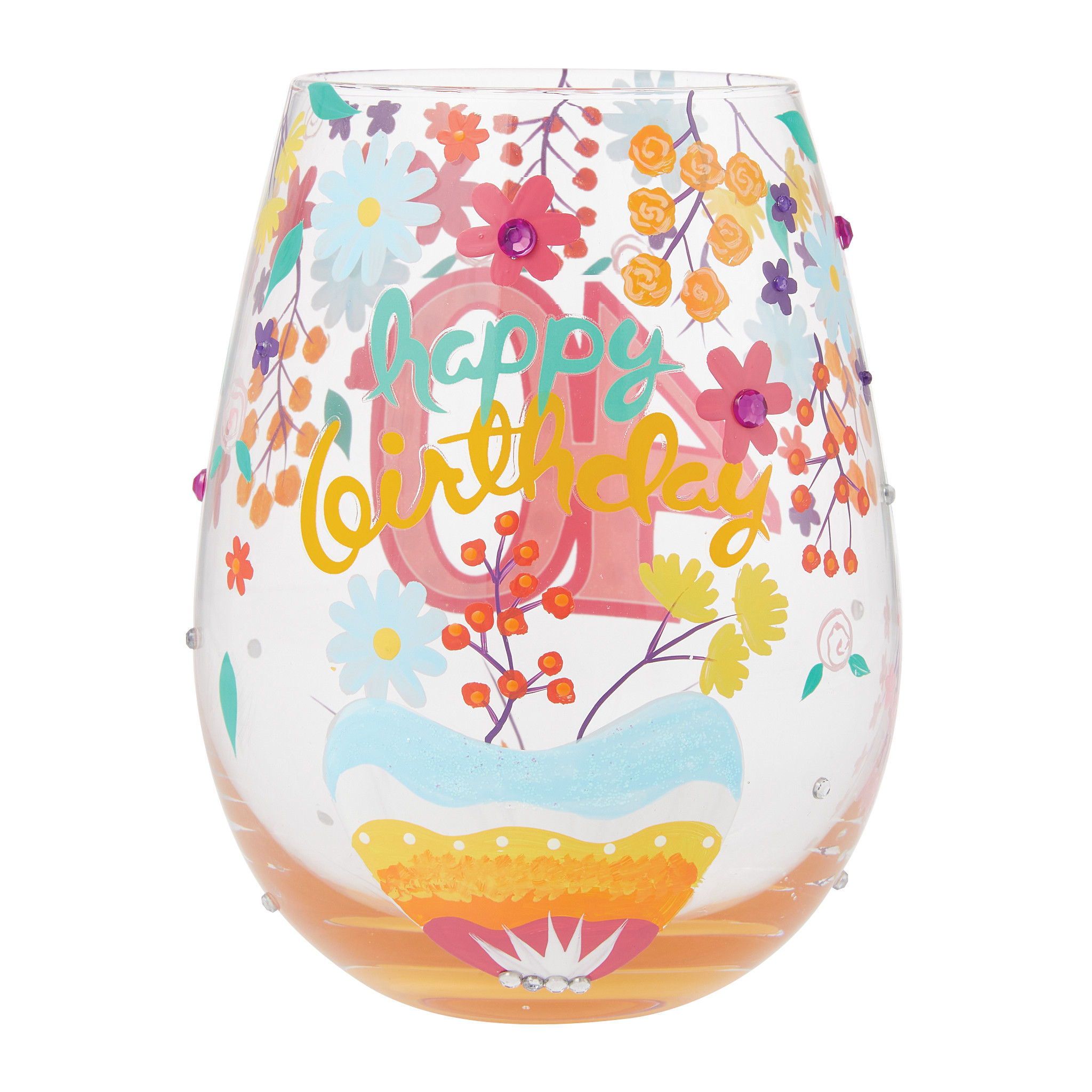 Happy 40th Birthday Stemless Wine Glass - Afbeelding 4