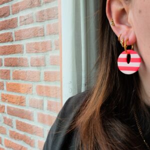 Loïs Stripe Oorbellen - Roze