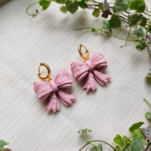 Roze Strik Oorbellen