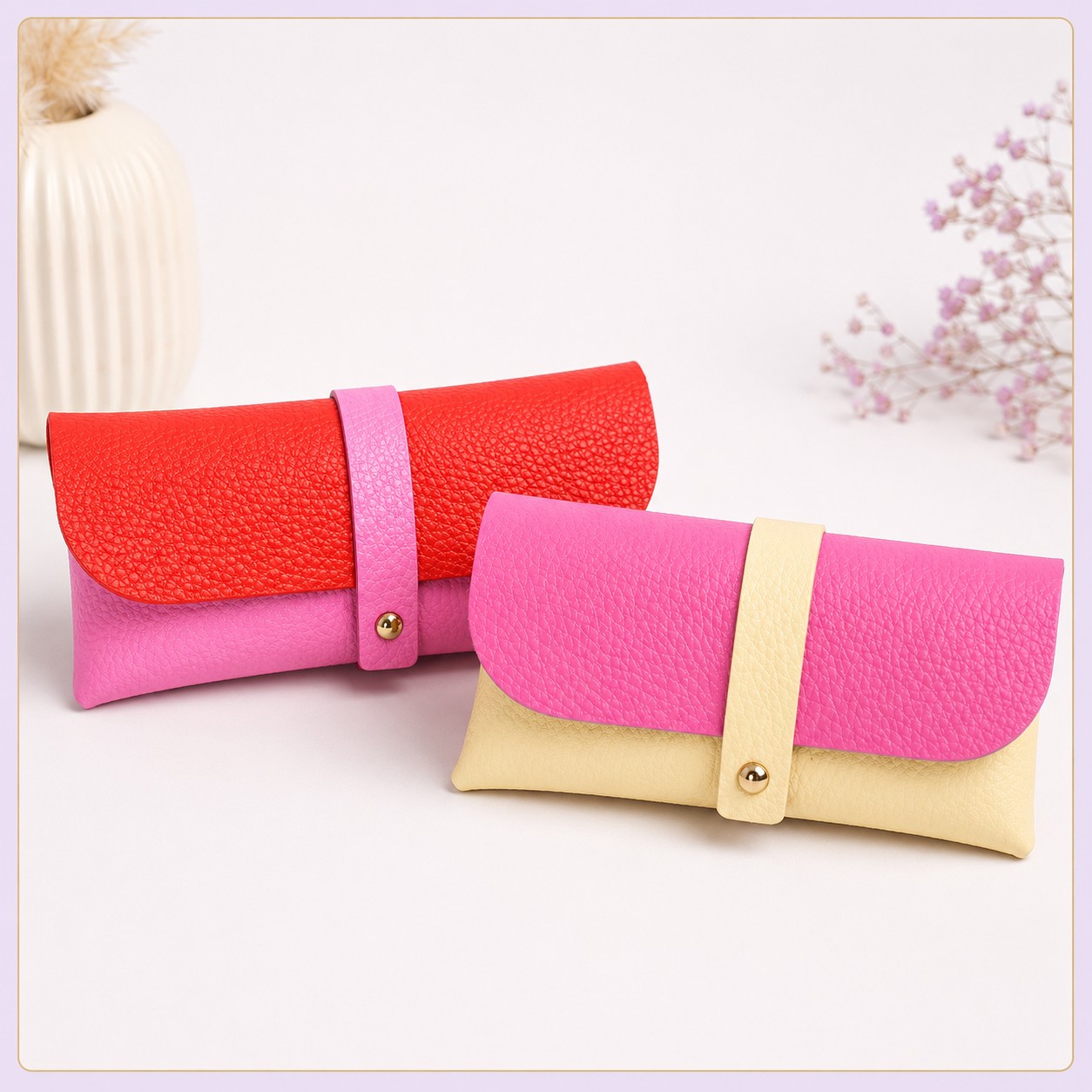 Zonnebrilhoesje Colorblock Roze Rood - Afbeelding 2