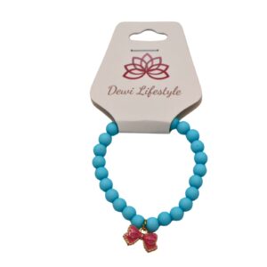Kinderarmband Dewi Lifestyle - Aqua blauw + strikje