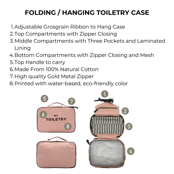 Bag-all Folding Hanging Toiletry Case Pink Blush - Afbeelding 6