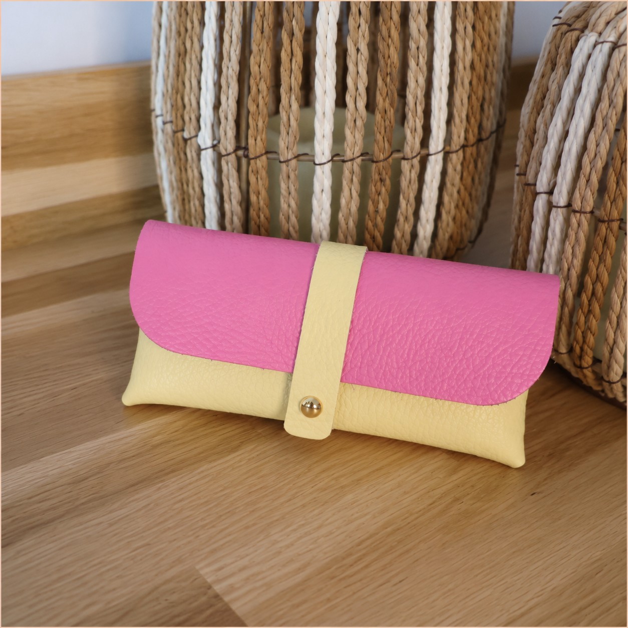 Zonnebrilhoesje Colorblock Geel Roze - Afbeelding 2
