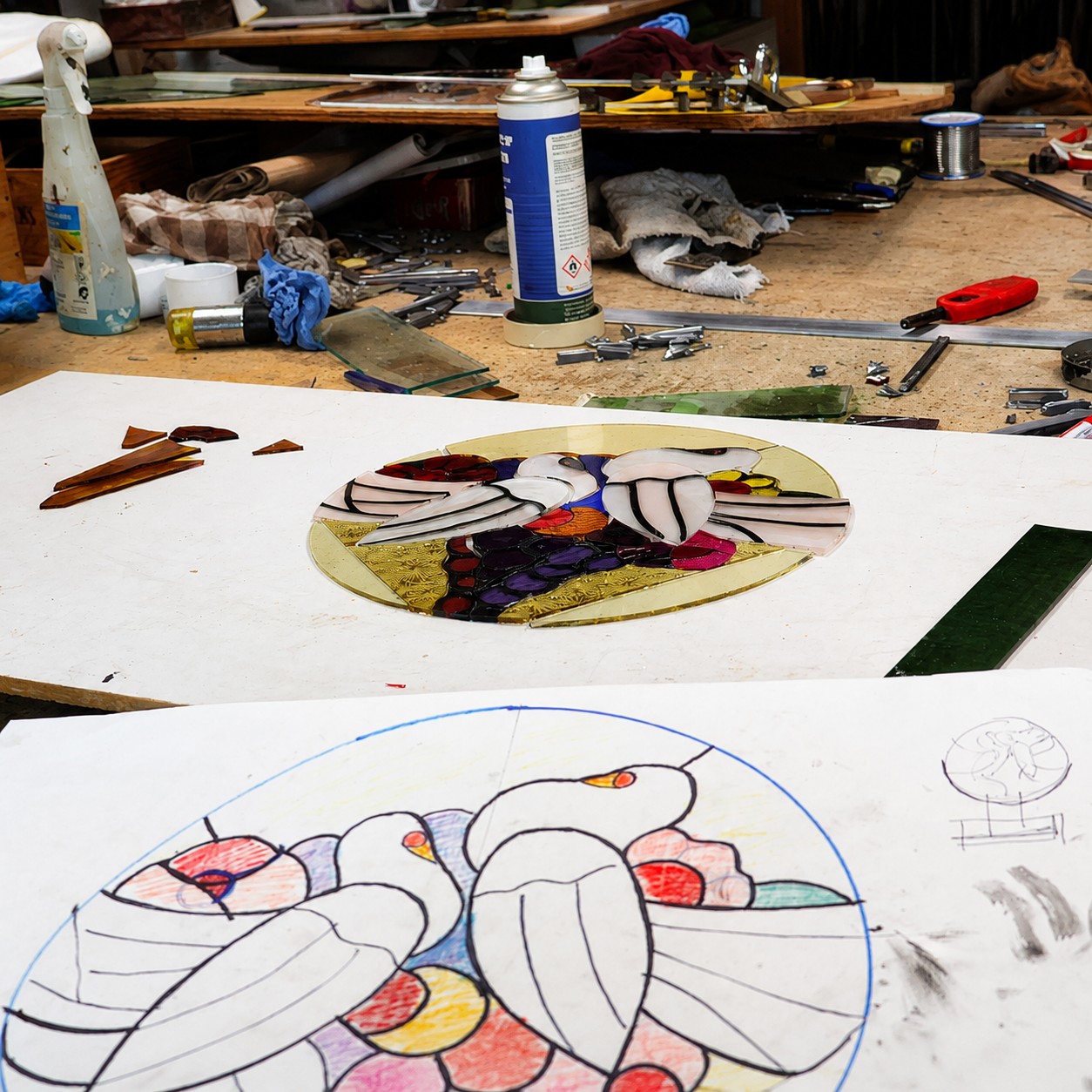 Handgemaakt Glas-in-Lood Duifjes | Atelier Geert Cooijmans - Afbeelding 9