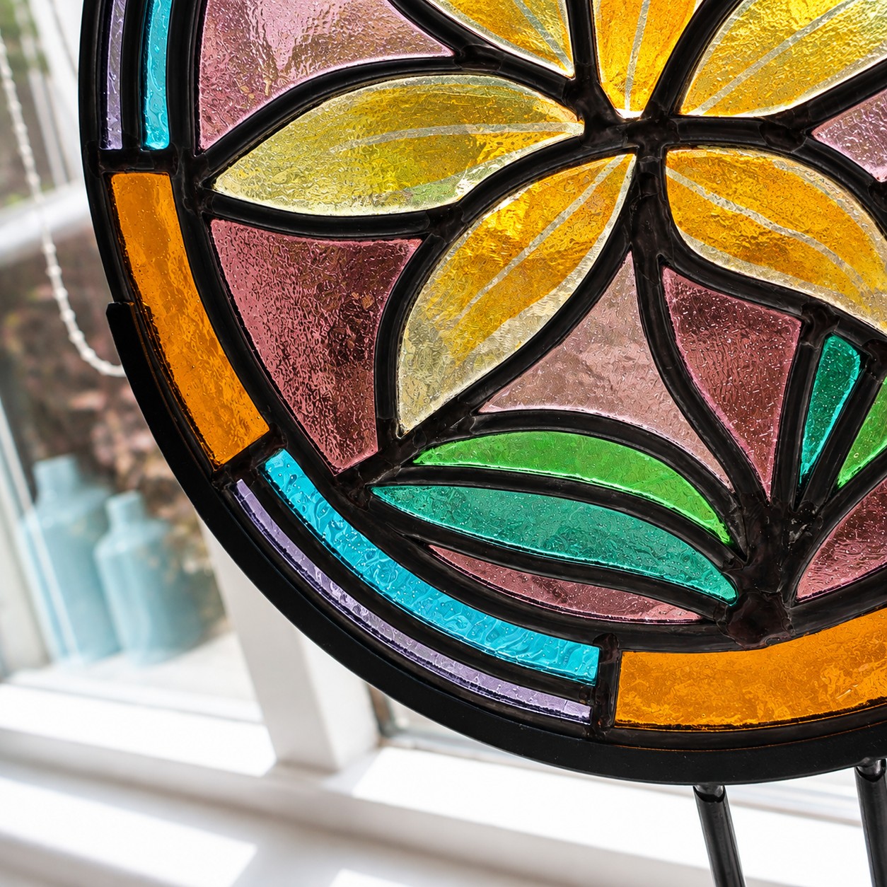 Handgemaakt Glas-in-Lood Gele Bloem | Atelier Geert Cooijmans - Afbeelding 5