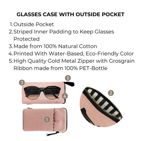 Bag-all Glasses Case with Outside Pocket Pink Blush - Afbeelding 5
