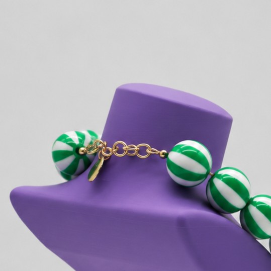 Acryl Kralenketting Groen Gestreept - Afbeelding 2
