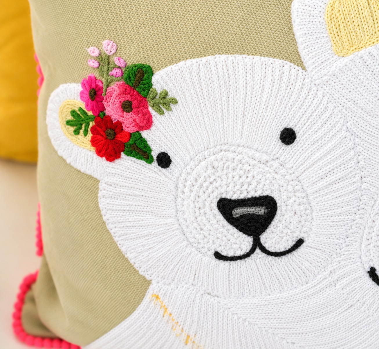 Only Natural Sierkussen Ijsberen met Bloemen - Afbeelding 4