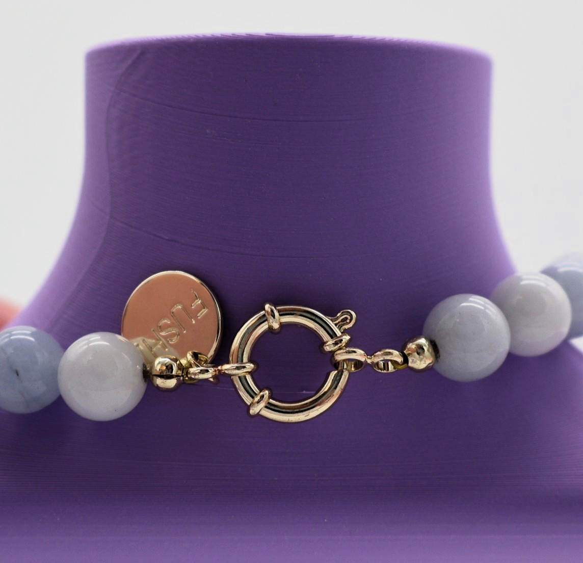 Jade Kralenketting Mistgrijs met Goudkleurige Zeester - Afbeelding 3
