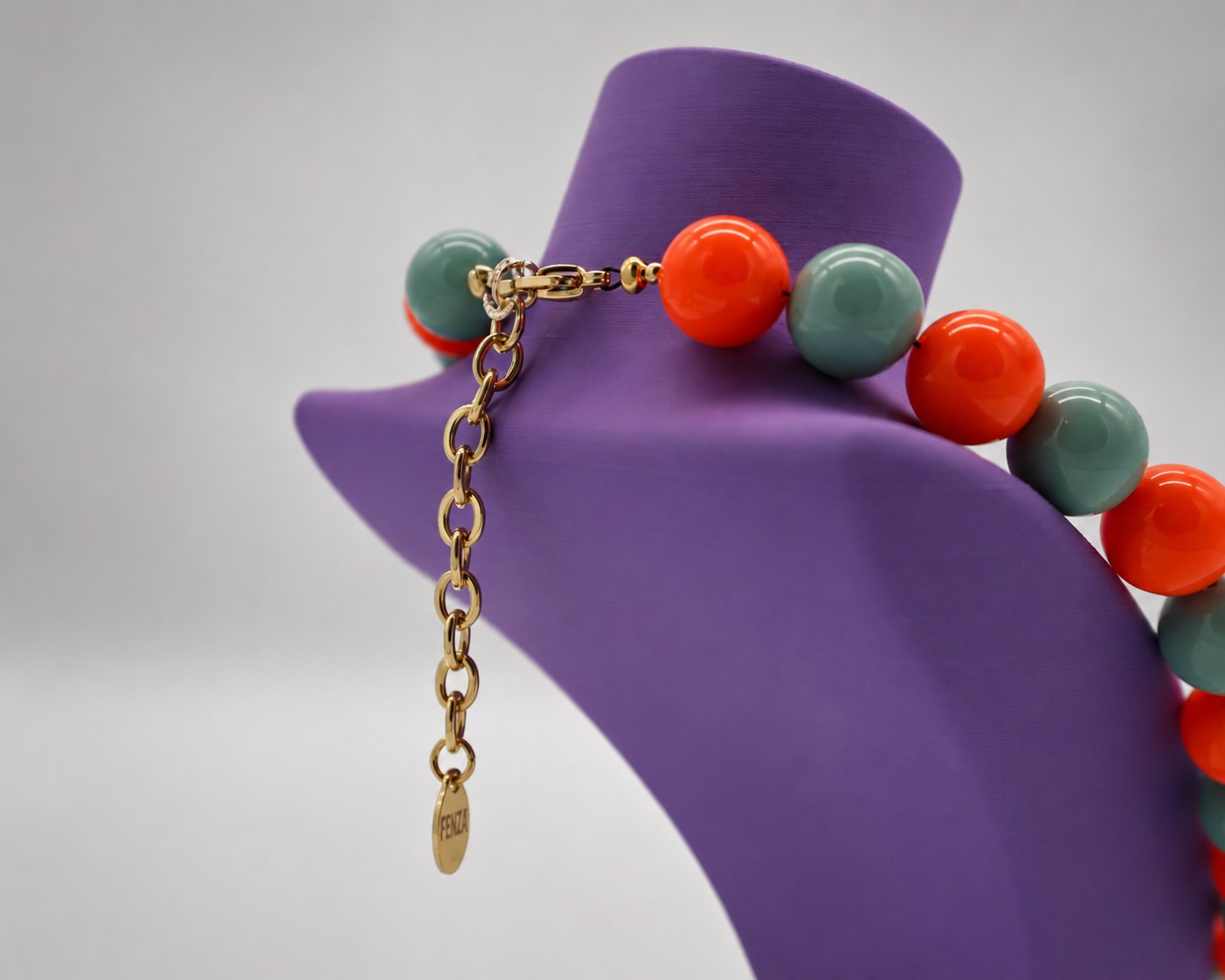 Statement Kralenketting Oranje Mintgroen - Afbeelding 3