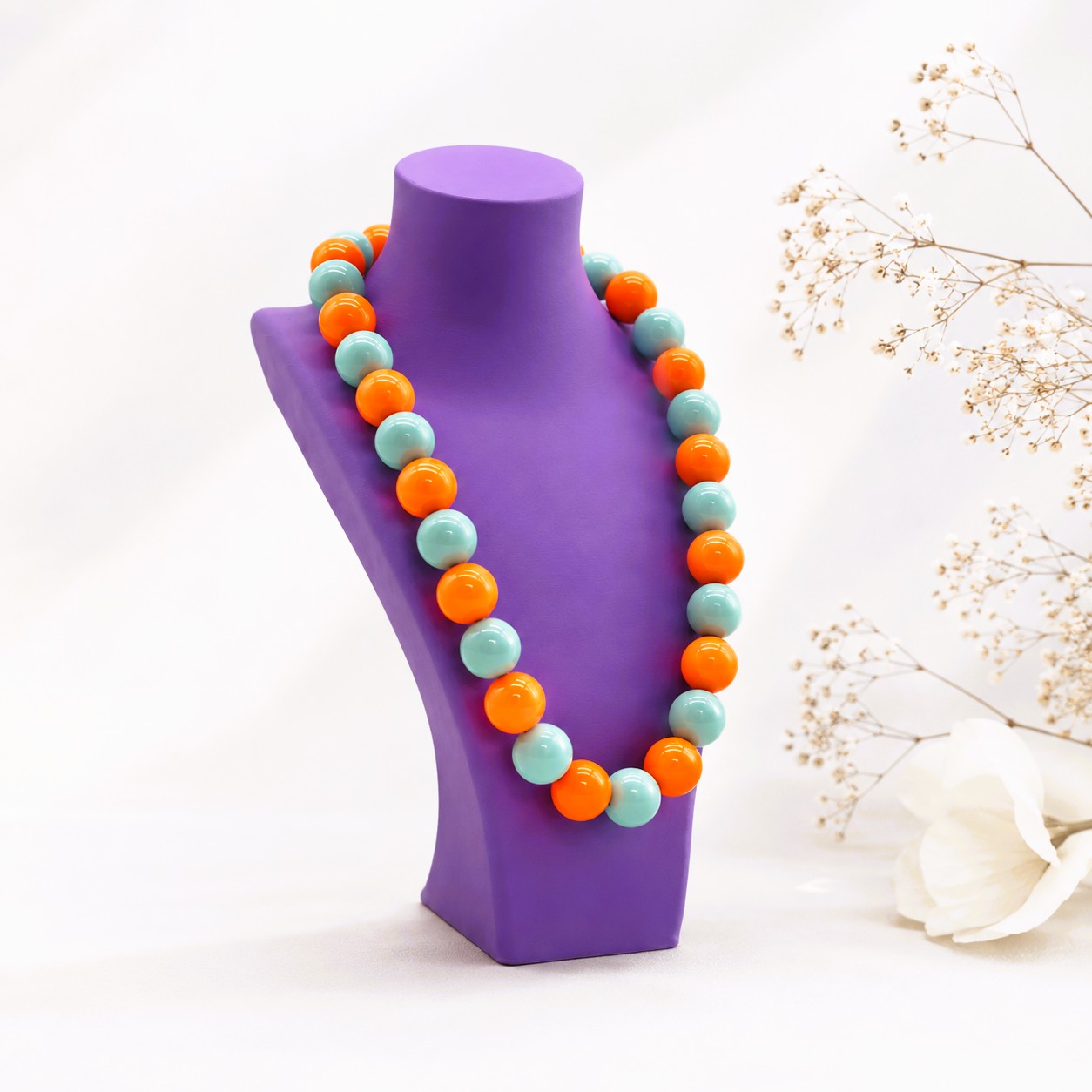 Statement Kralenketting Oranje Mintgroen