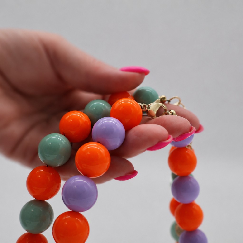 Statement Kralenketting Oranje Mintgroen - Afbeelding 5