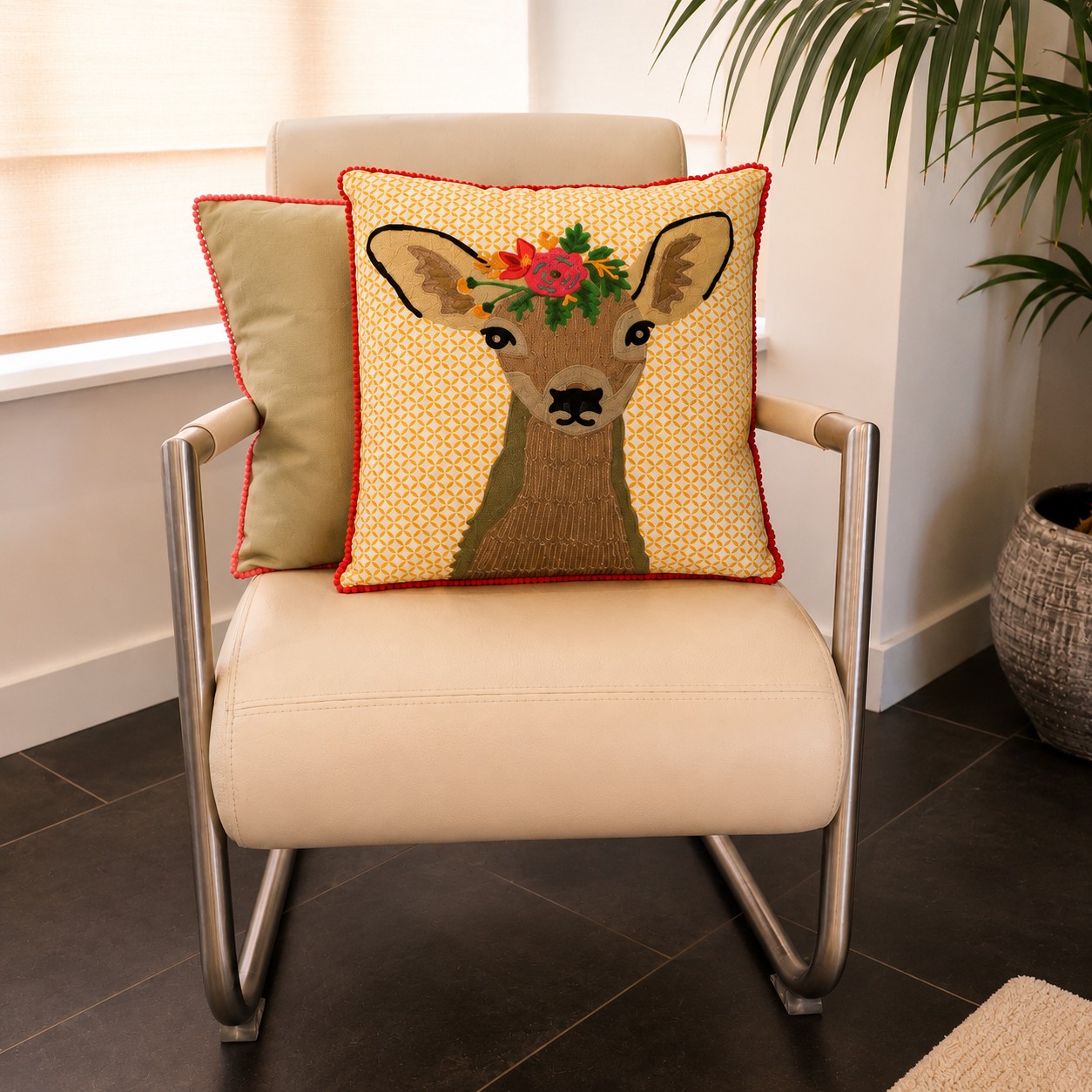 Only Natural Sierkussen Hert met Bloemen - Afbeelding 6