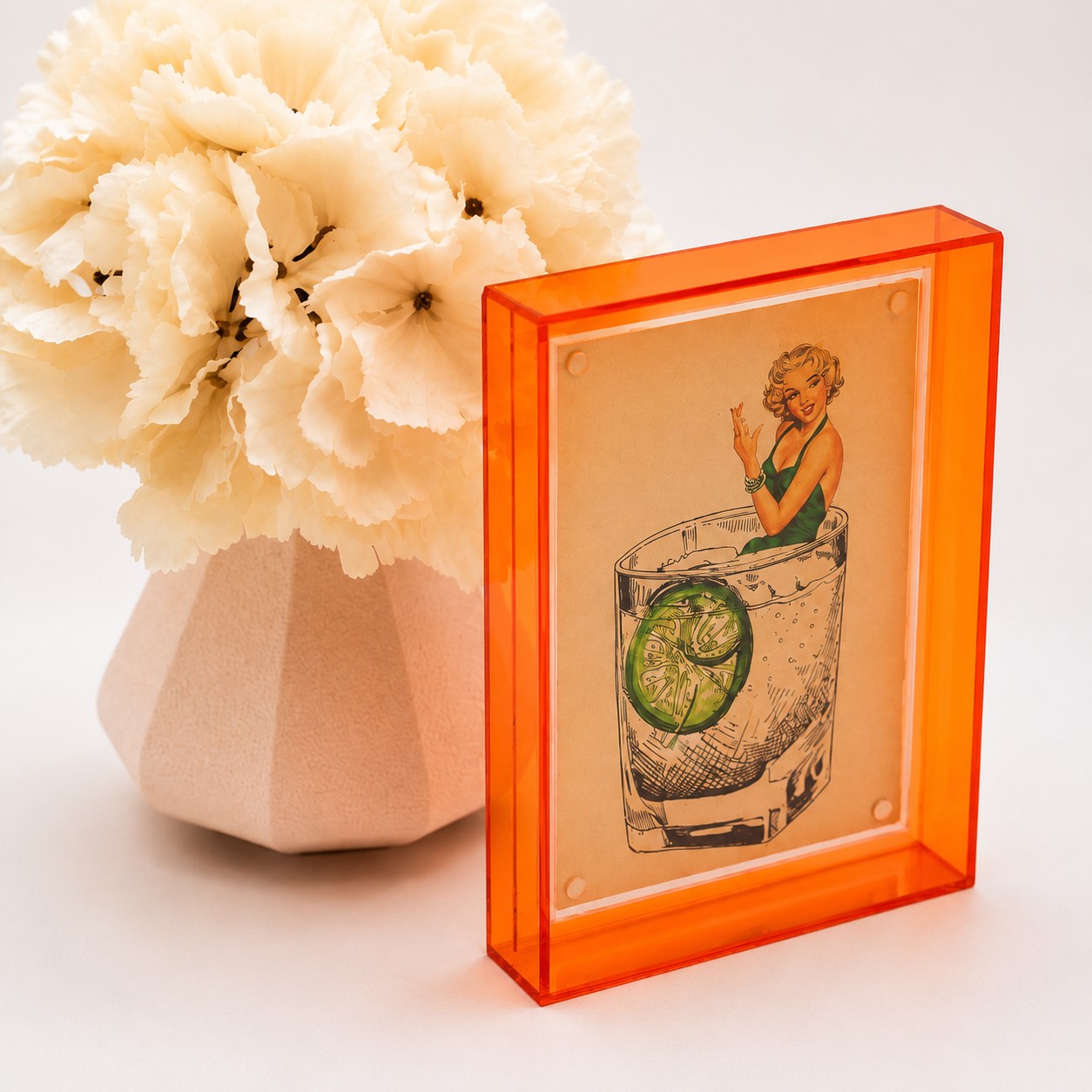 Neon Oranje Lijst Vintage Cocktail - Afbeelding 3