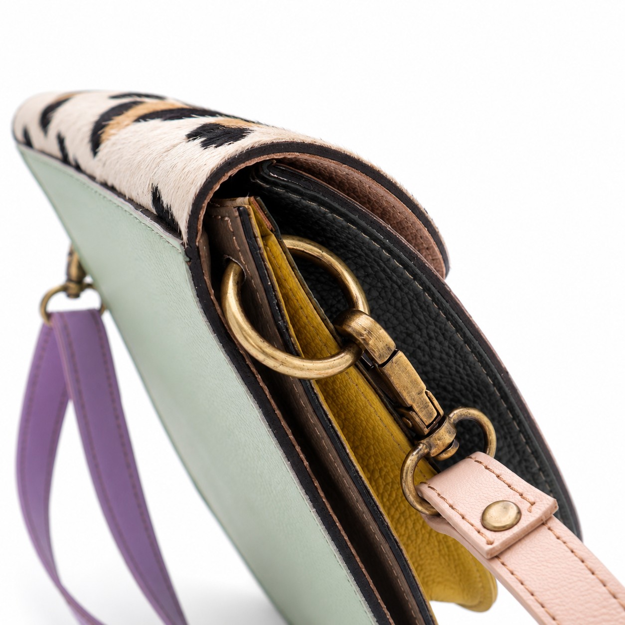 Leren Schoudertas Panter Lila Roze - Afbeelding 6