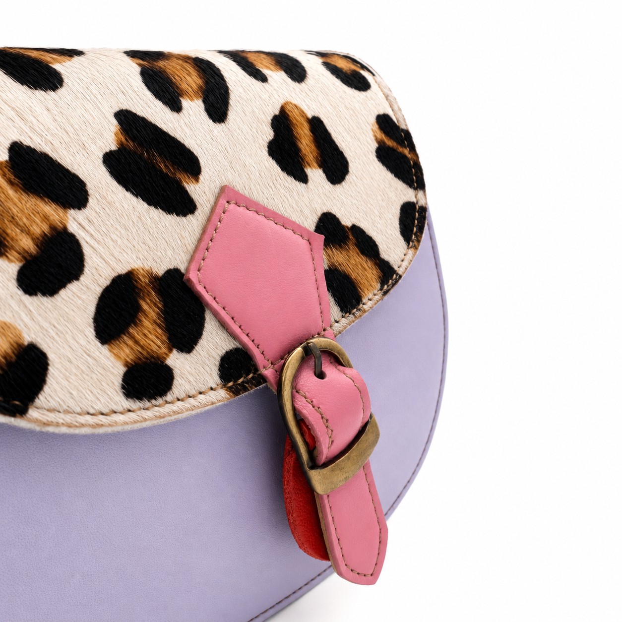 Leren Schoudertas Panter Lila Roze - Afbeelding 5