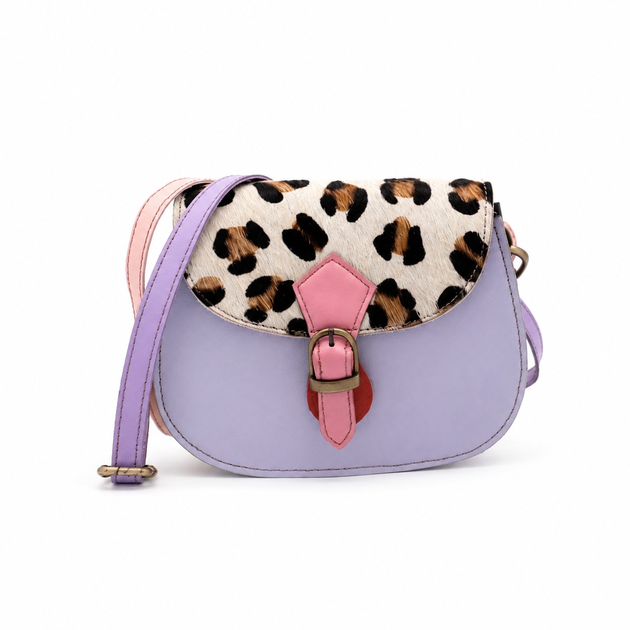 Leren Schoudertas Panter Lila Roze - Afbeelding 4