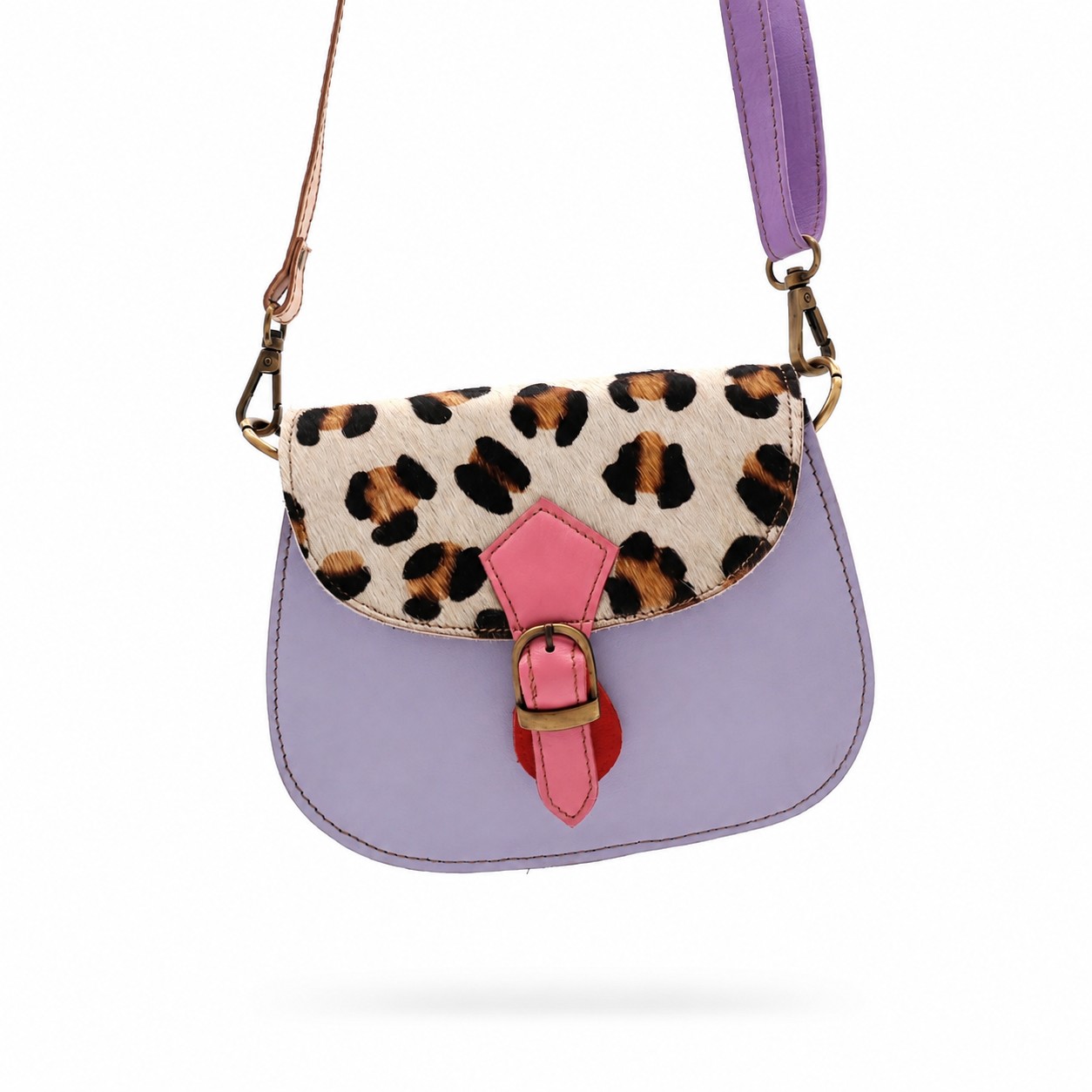 Leren Schoudertas Panter Lila Roze - Afbeelding 2