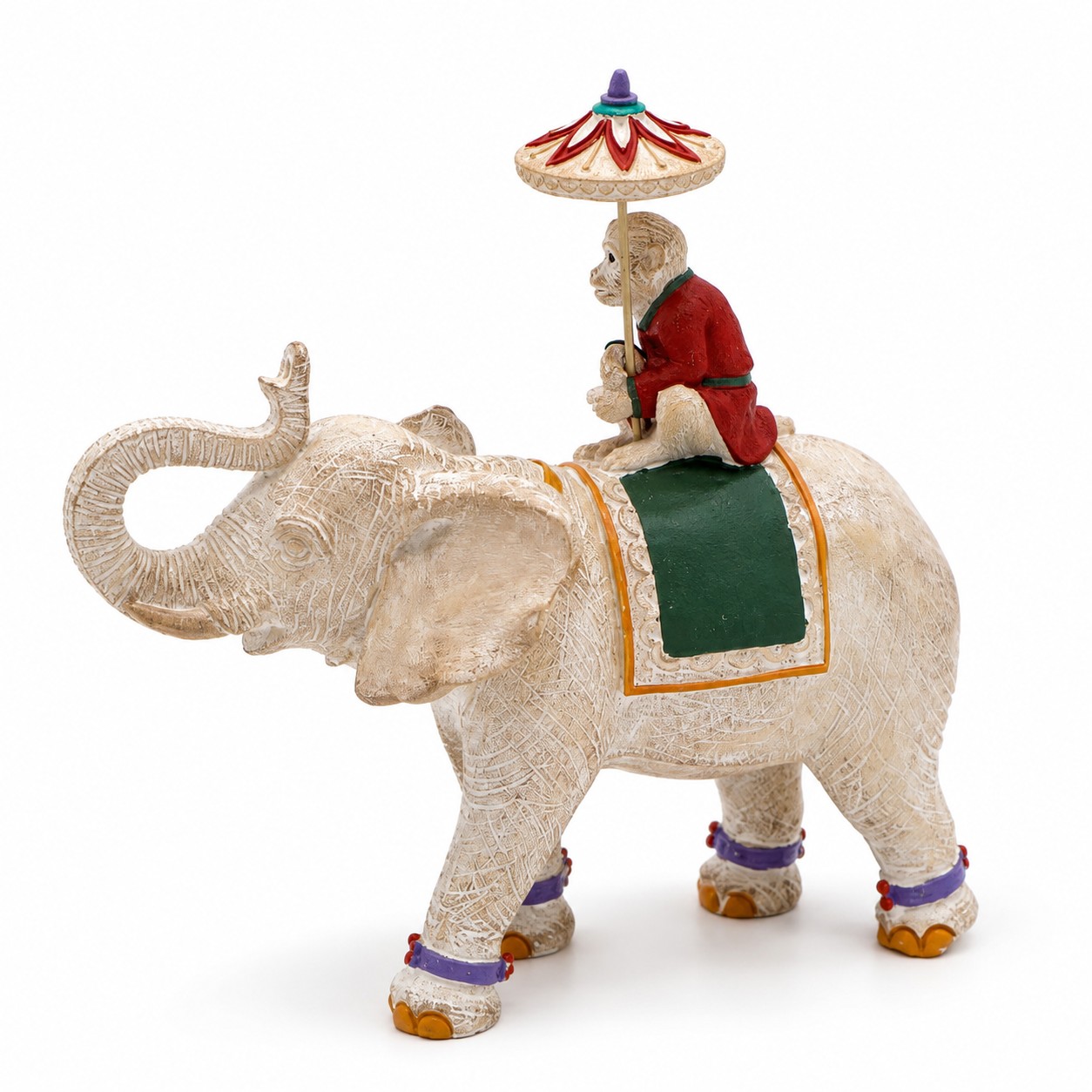 Decoratief Beeld Olifant met Aap en Parasol - Afbeelding 3