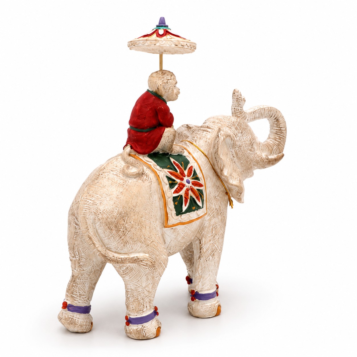 Decoratief Beeld Olifant met Aap en Parasol - Afbeelding 4