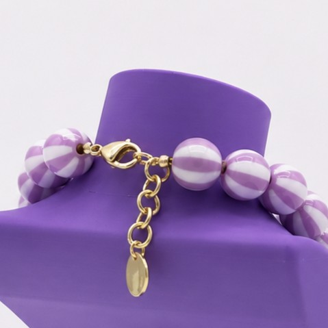 Acryl Kralenketting Lila Gestreept - Afbeelding 3