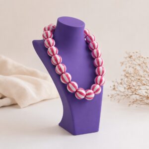 Acryl Kralenketting Roze Gestreept