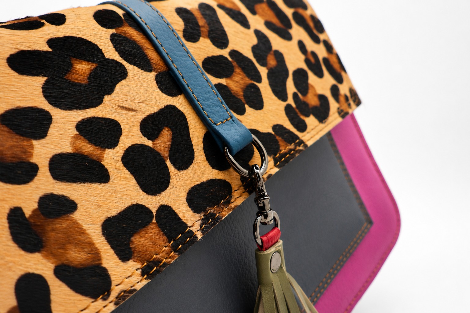 Leren Schoudertas Dubbelzijdig Panter Multicolor - Afbeelding 3