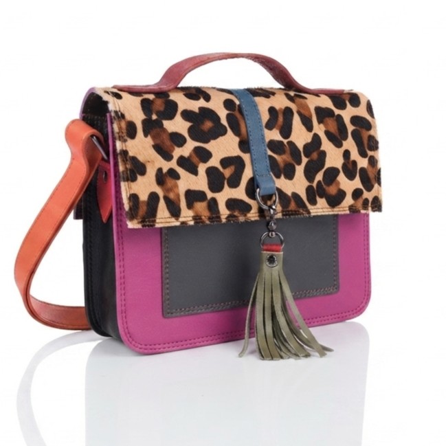 Leren Schoudertas Dubbelzijdig Panter Multicolor - Afbeelding 4
