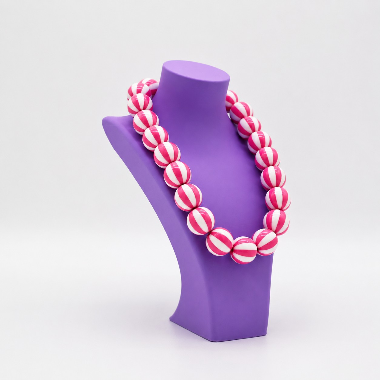 Acryl Kralenketting Roze Gestreept - Afbeelding 3