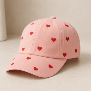 Pet met Geborduurde Hartjes, Kersjes & Madeliefjes - Roze