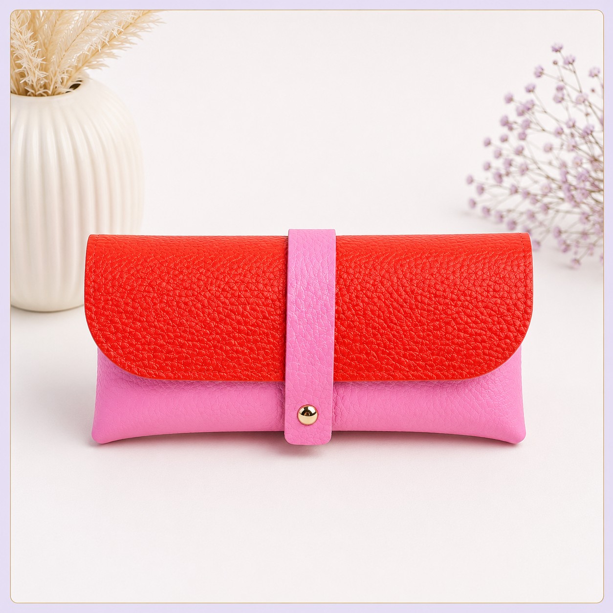 Zonnebrilhoesje Colorblock Roze Rood