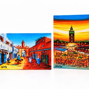 Schilderijtjes Marrakech handgeschilderde set van twee
