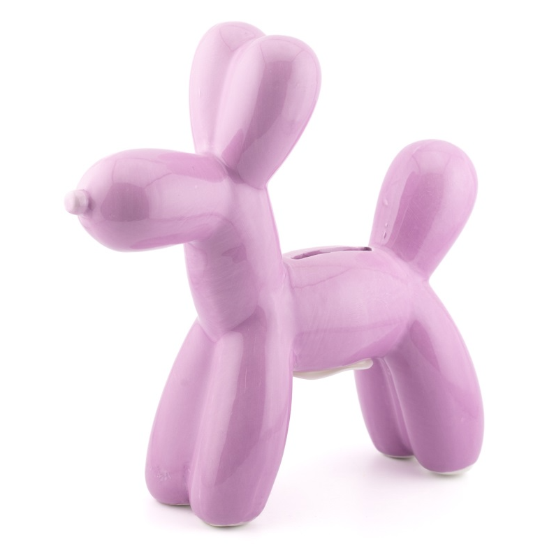 Paarse balloon dog spaarpot van keramiek