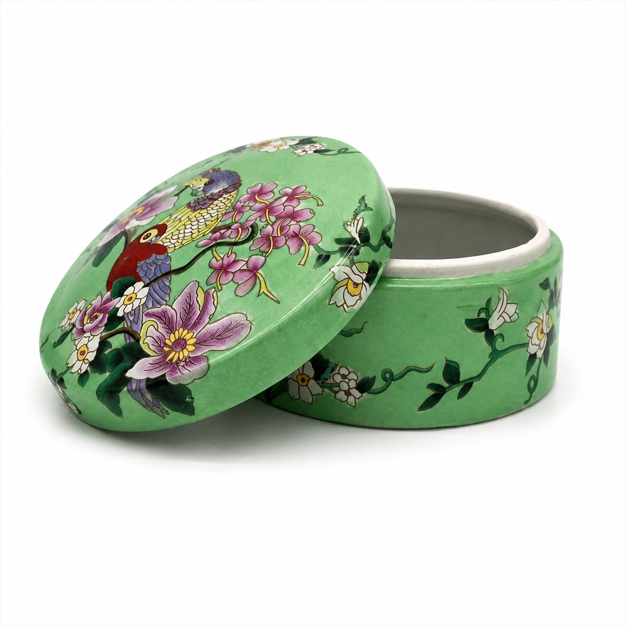 Rond vintage sieradendoosje met los deksel