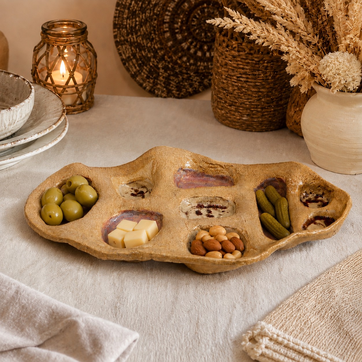 ArtORO Handgemaakte Tapasschaal | Roze en Beige - Afbeelding 7