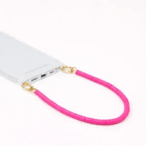 Telefoonkoord met Siliconen Kralen - Roze