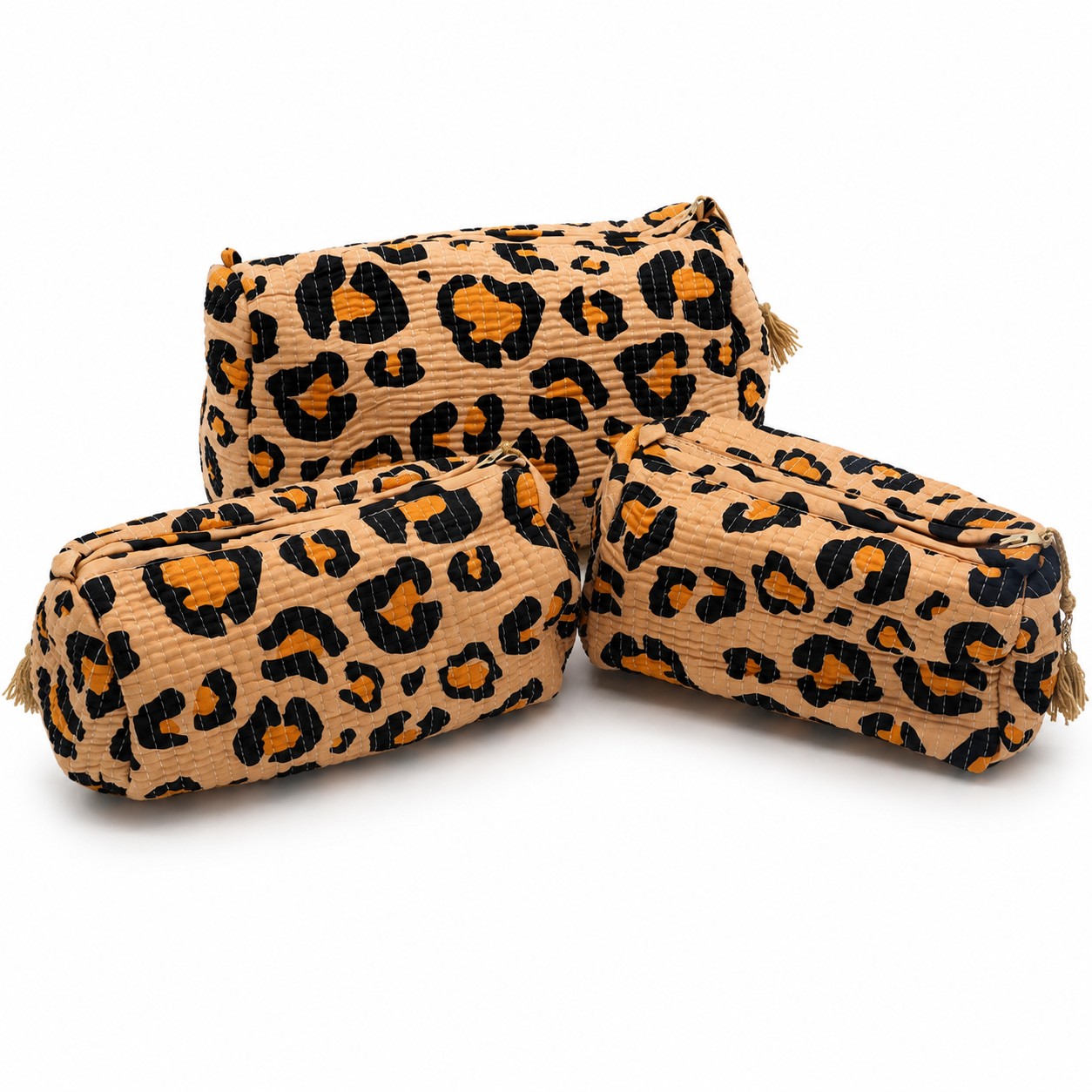 Gewatteerde Toilettasset 3-delig – Beige Panter - Afbeelding 4