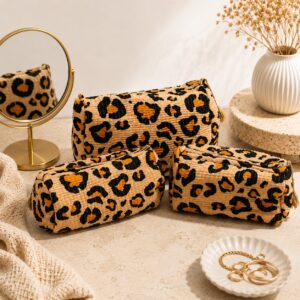Gewatteerde Toilettasset 3-delig – Beige Panter