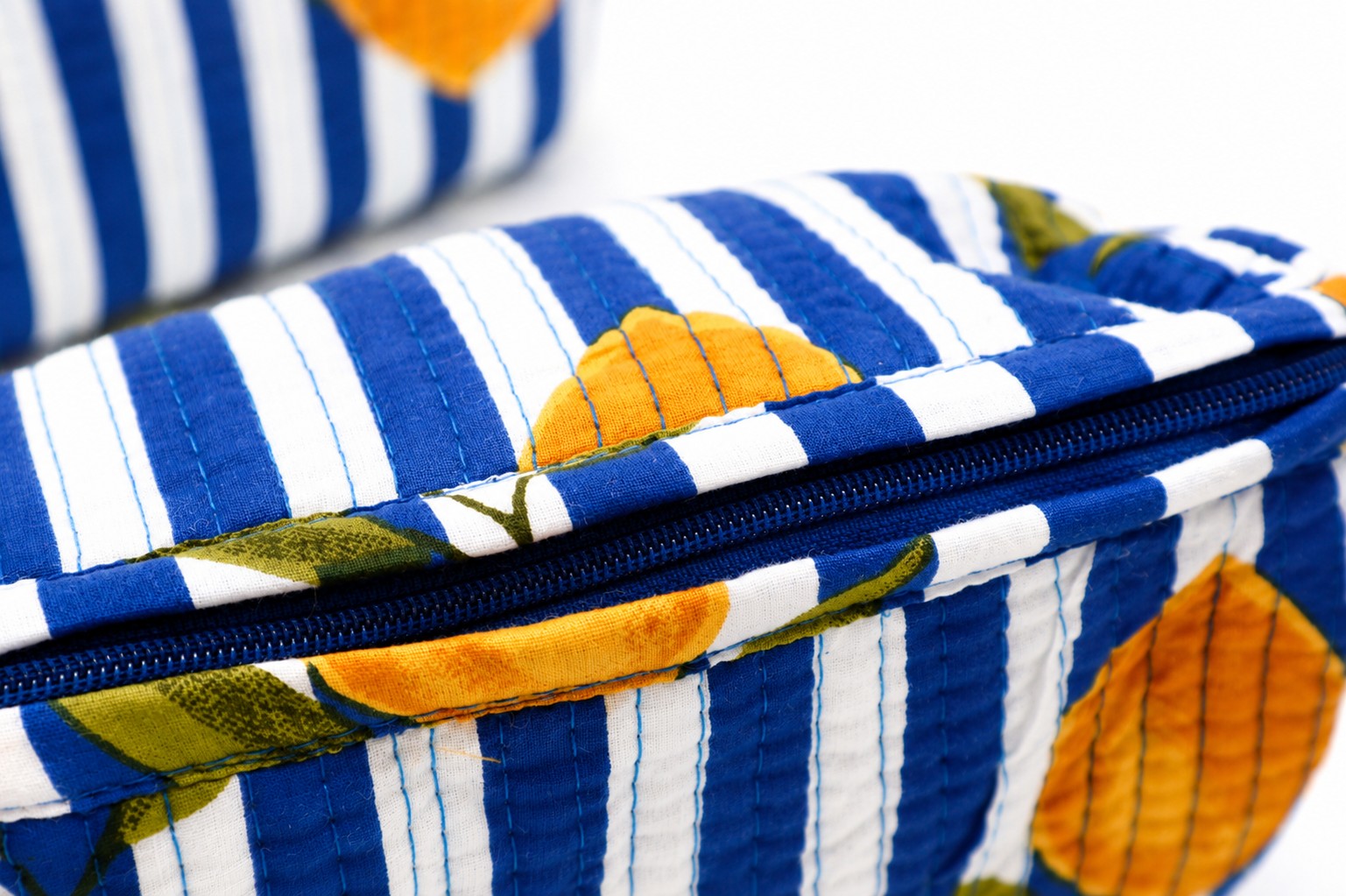 Gewatteerde Toilettasset 3-delig – Blauw Wit Citroen - Afbeelding 4