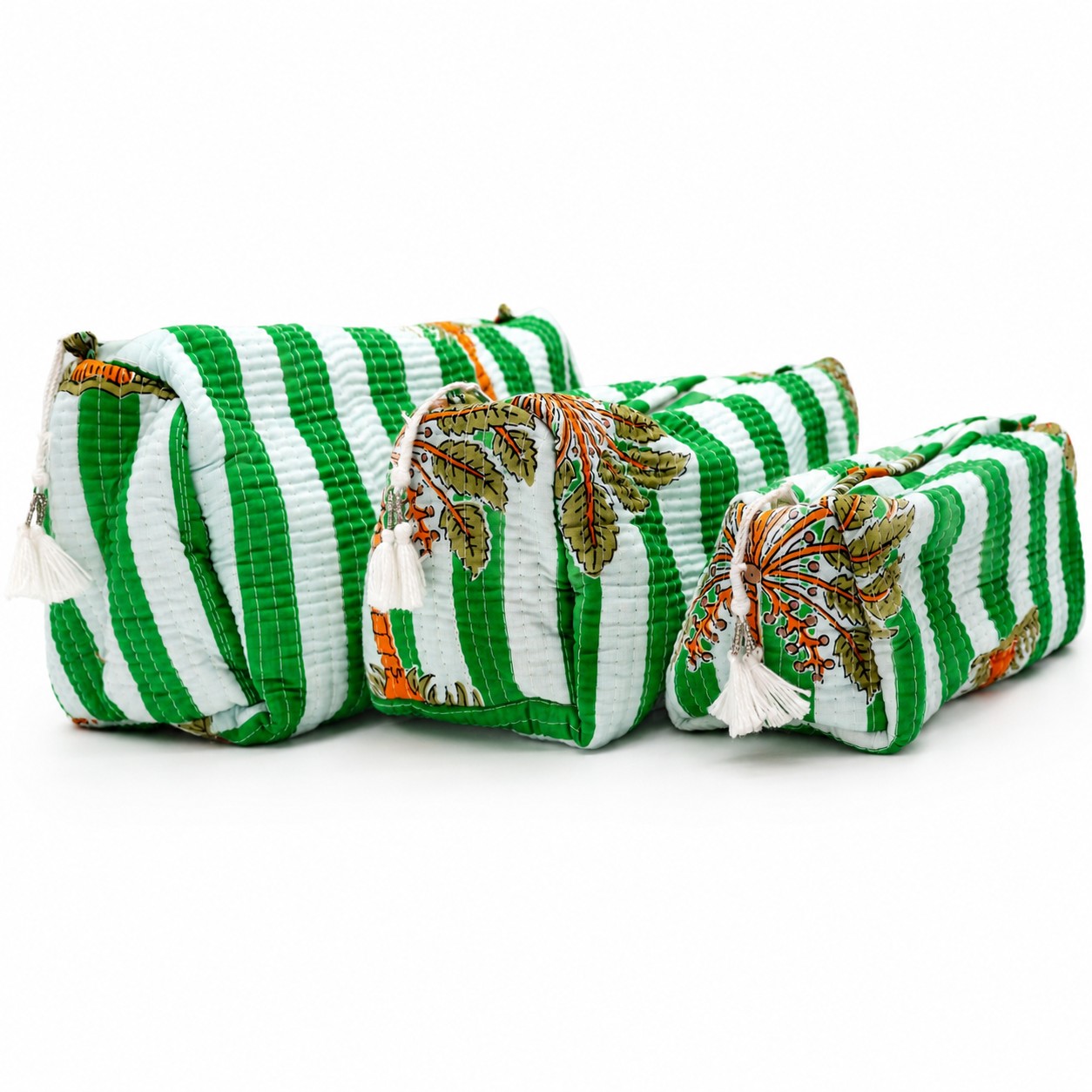 Gewatteerde Toilettasset 3-delig – Botanisch Groen - Afbeelding 4