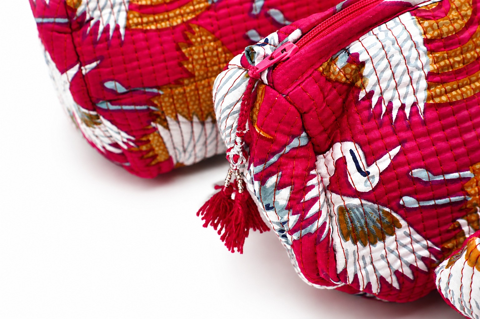 Gewatteerde Toilettasset 3-delig – Kraanvogel Roze - Afbeelding 4