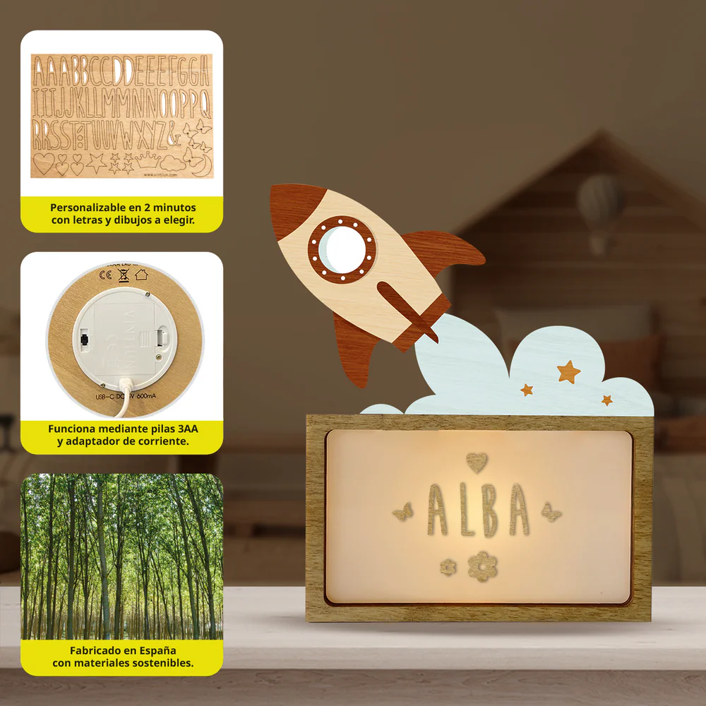 Vintiun Gepersonaliseerd LED Lampje Raket - Afbeelding 4