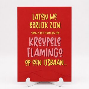 Cherries on Top wenskaart kreupele flamingo op een ijsbaan