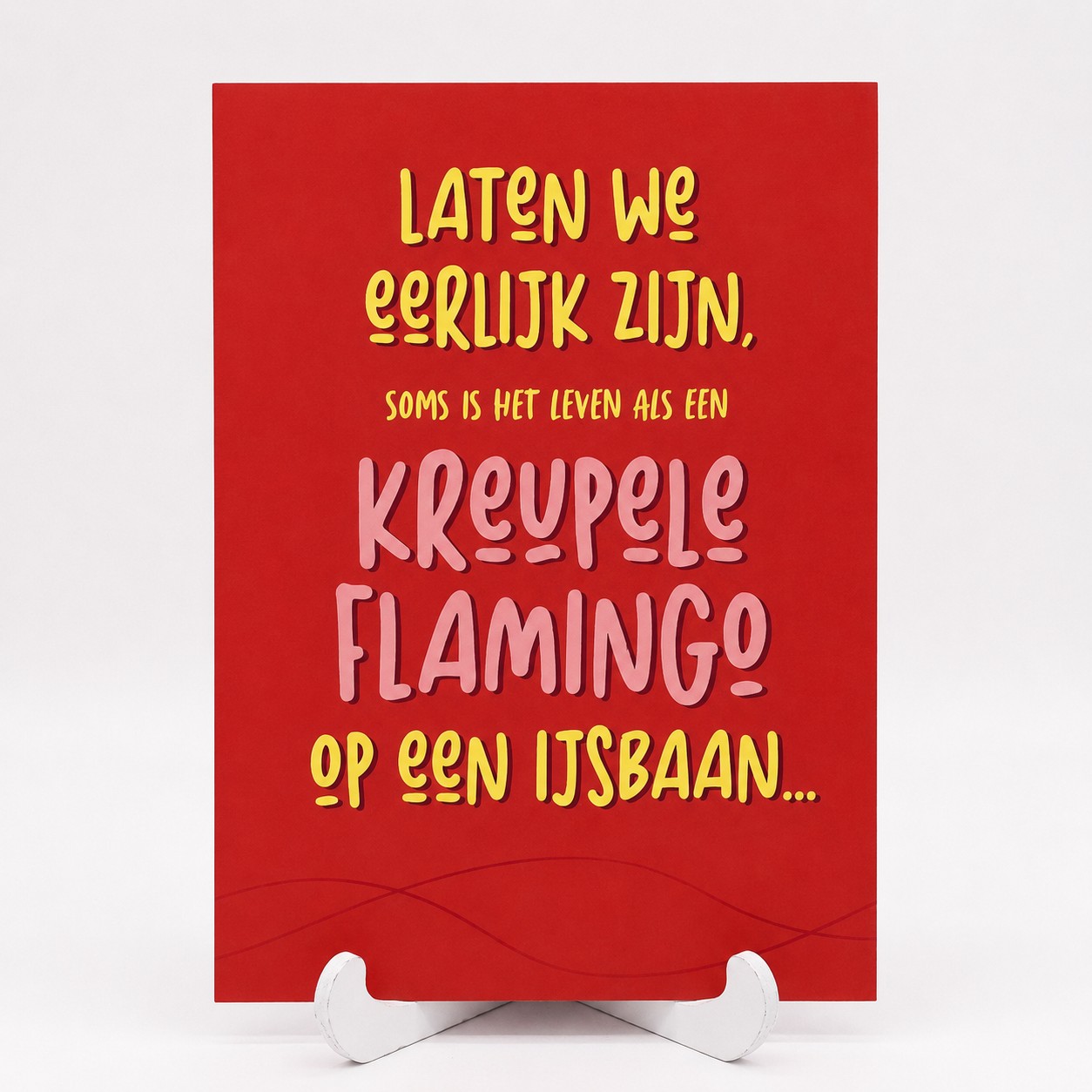 Cherries on Top wenskaart kreupele flamingo op een ijsbaan
